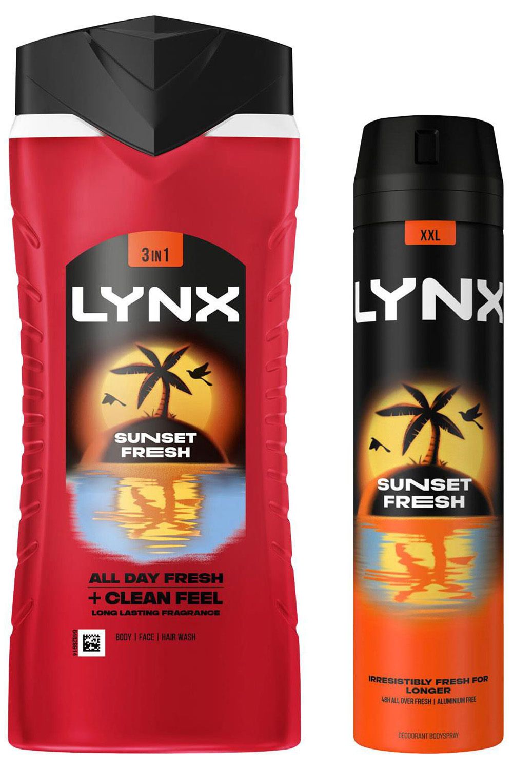 Lynx Sunset Fresh Body Wash, 500Ml With Body Spray, 250Ml In Red