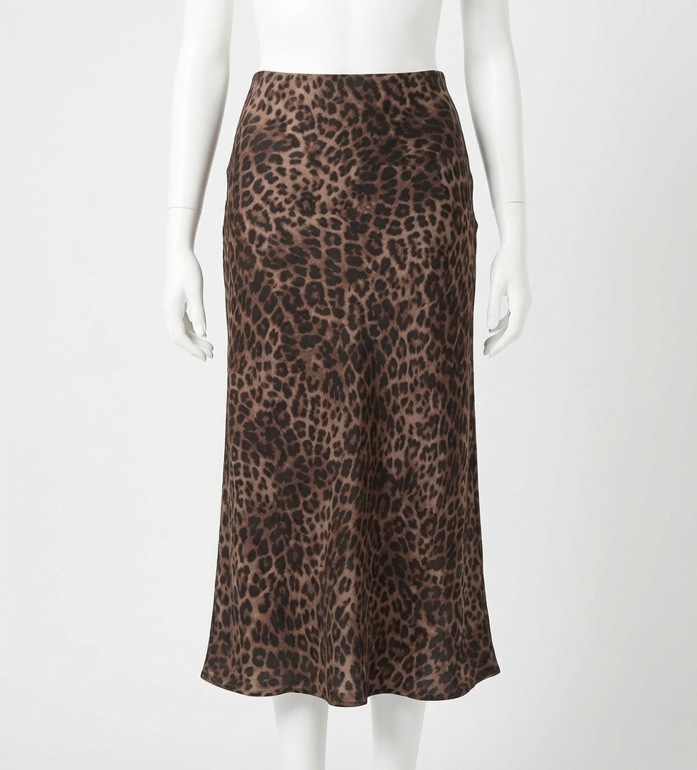 Izabel Leopard Skirt In Desert Tan