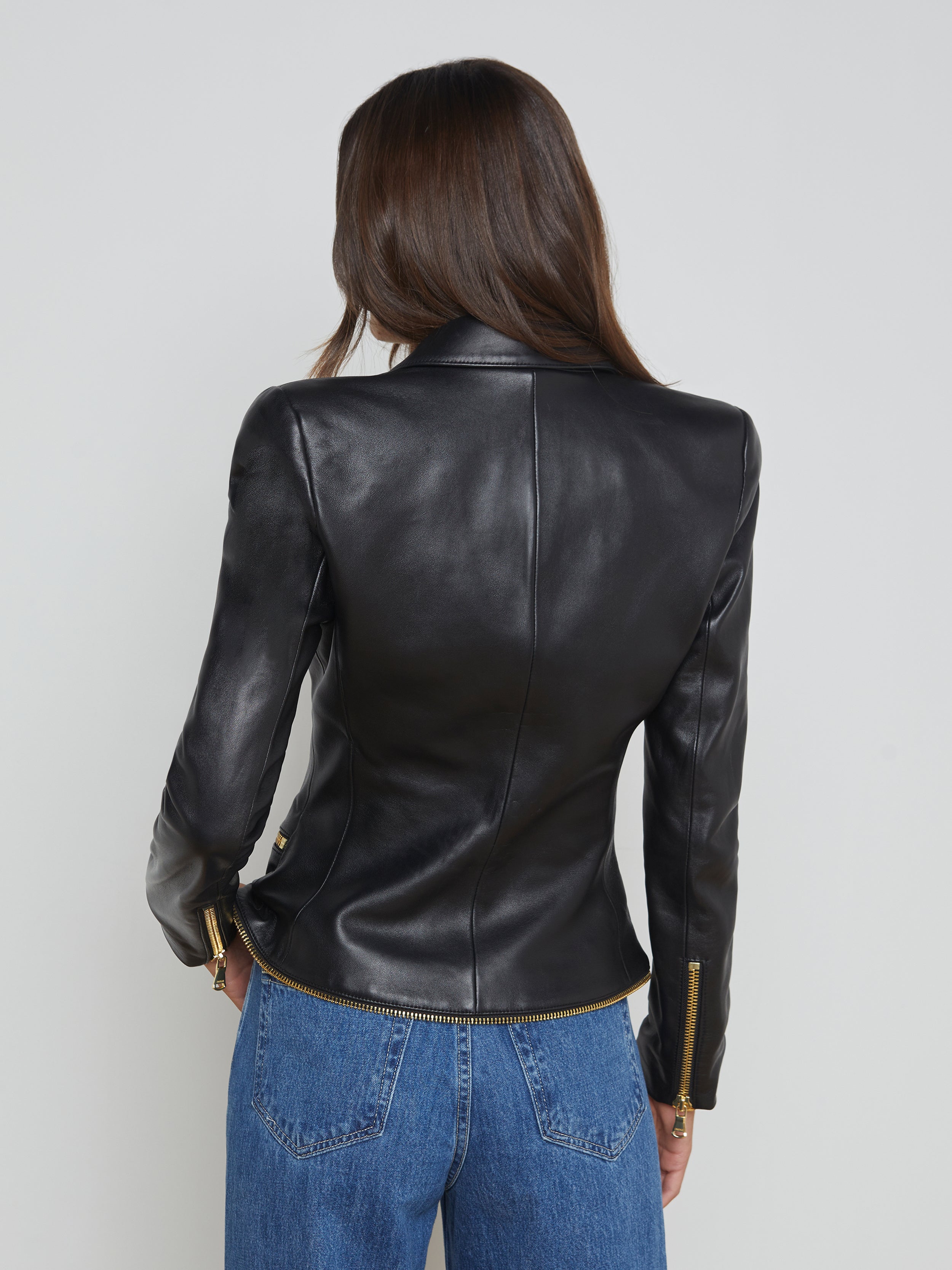 Ottilie Leather Blazer In Black