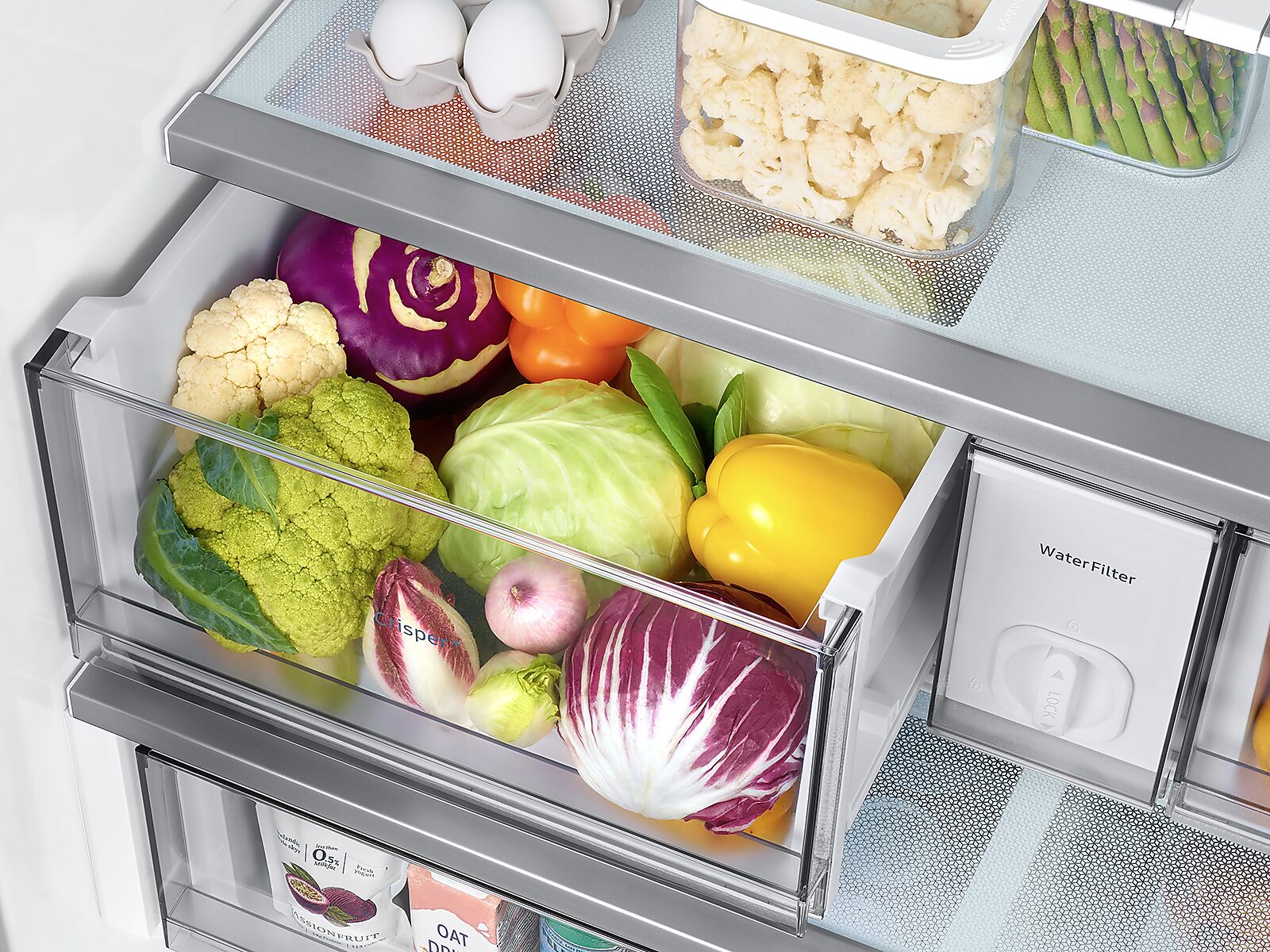 Bespoke 3-Door French Door Refrigerator (30 cu. ft.) with AutoFill Water Pitcher in Stainless Steel(RF30BB6200QLAA)