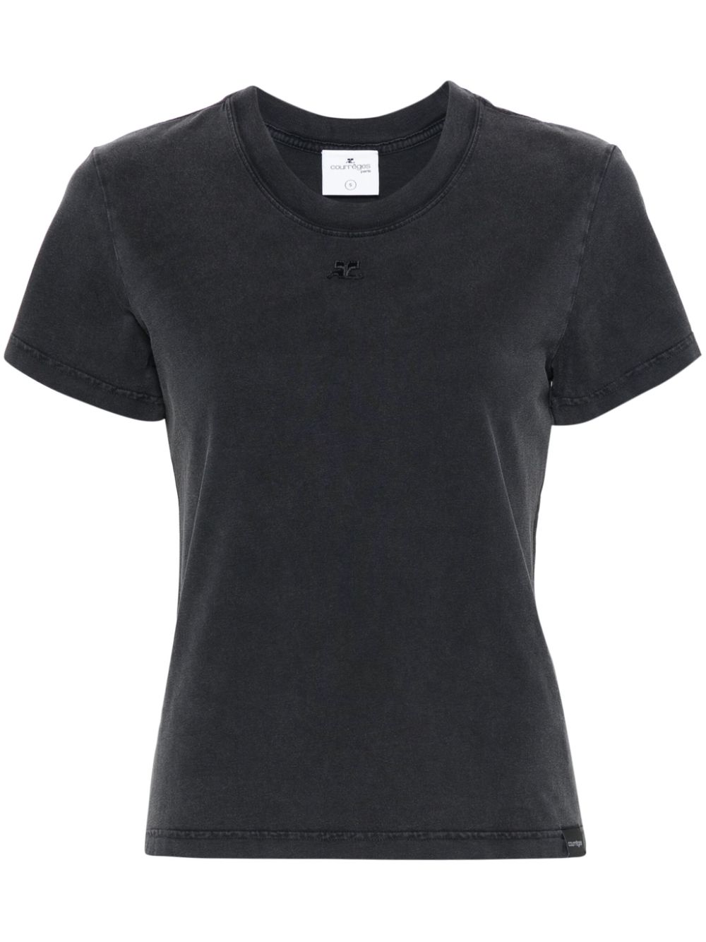 Logo-embroidered cotton T-shirt - Grey