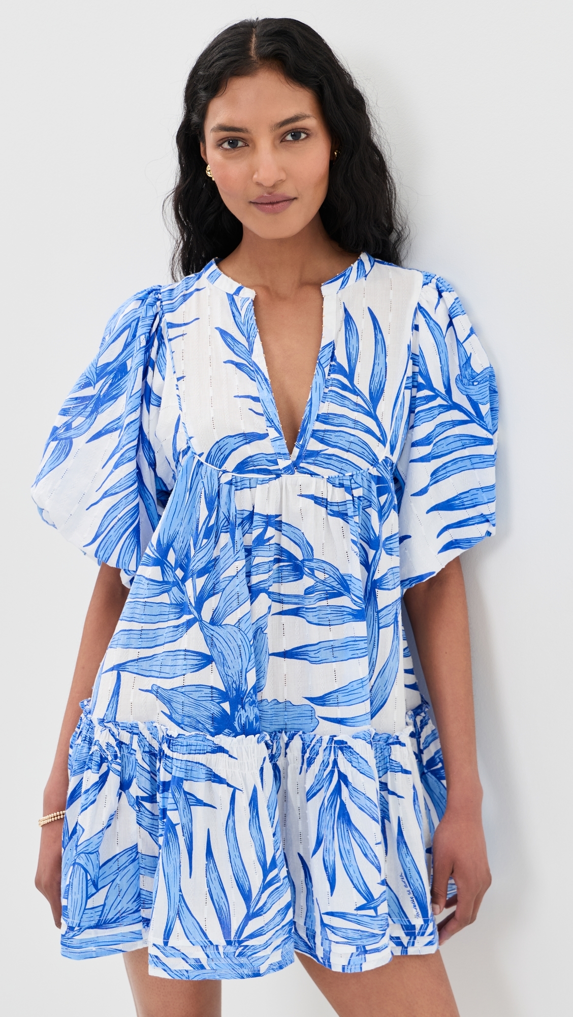 Mini Dress Cruz Blue Palm