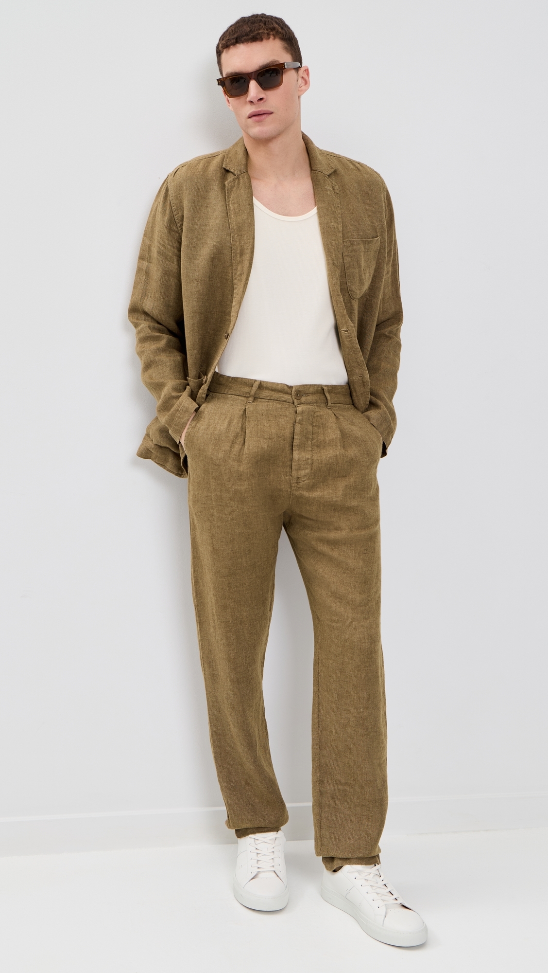 Pleated Linen Alta Trousers Chai