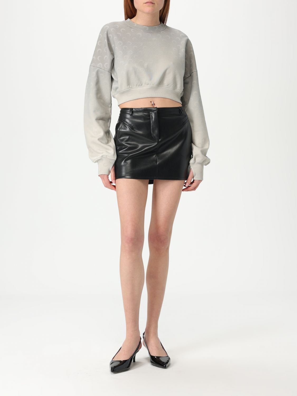 Marine Serre moon fleece cropped sweatshirt - Grey