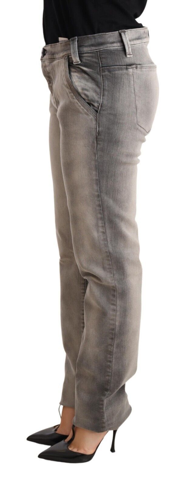 Low Waist Skinny Cotton Jeans — Gray