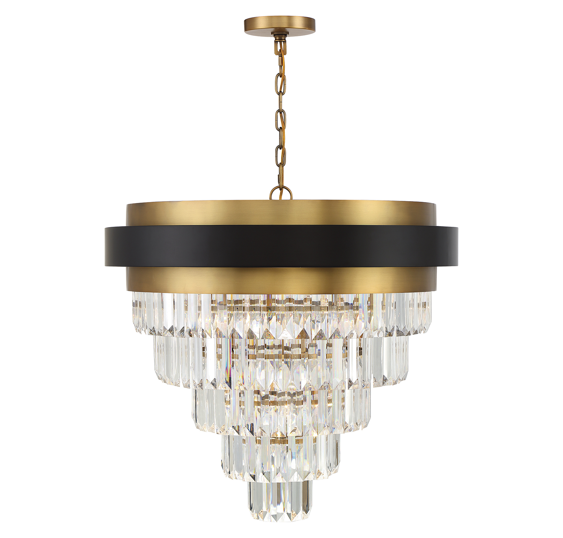 Marquise 9-Light Chandelier in Matte Black with Warm Brass Accent