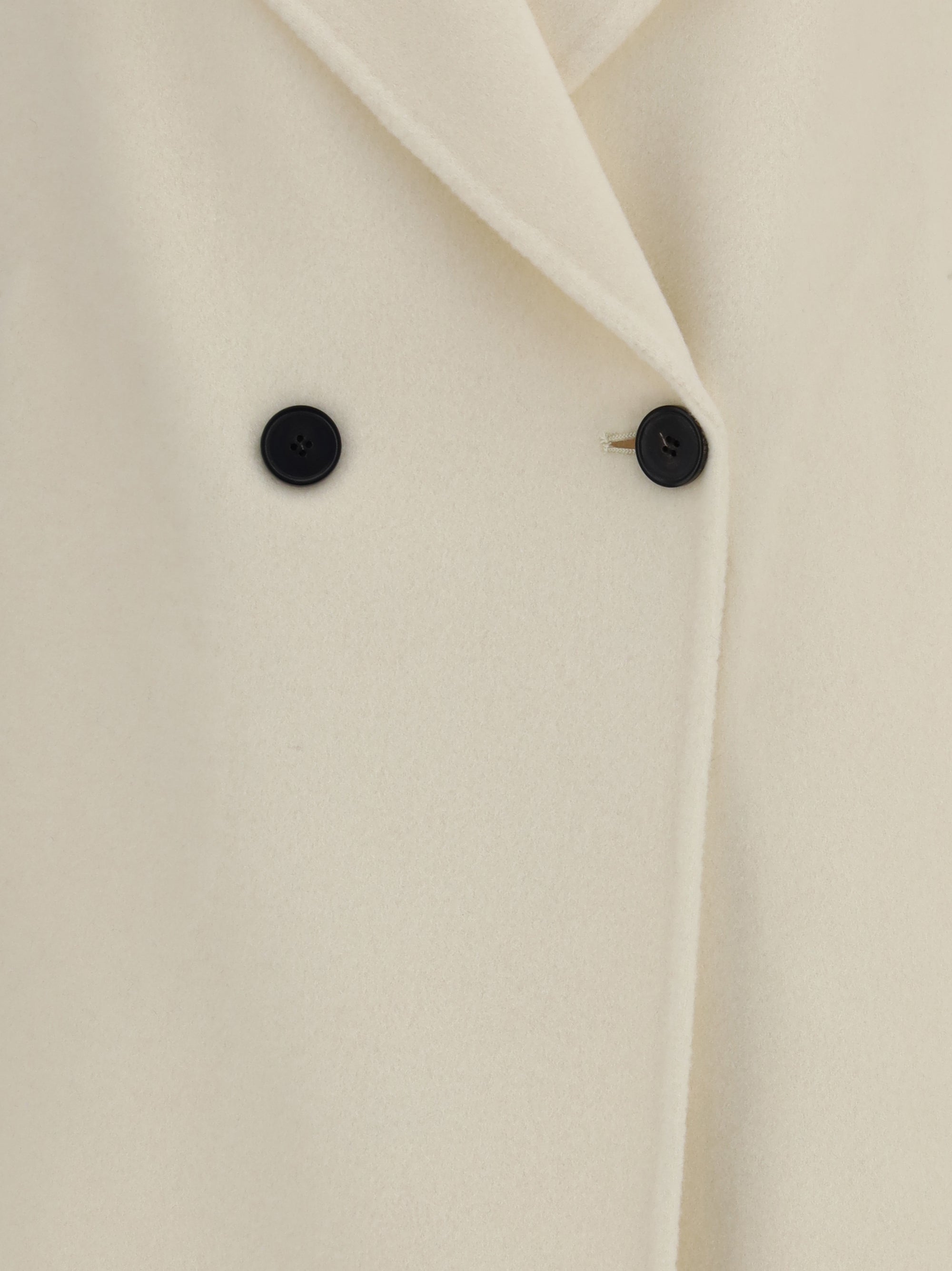 Double-Breasted Wool Blend Coat — Cream
