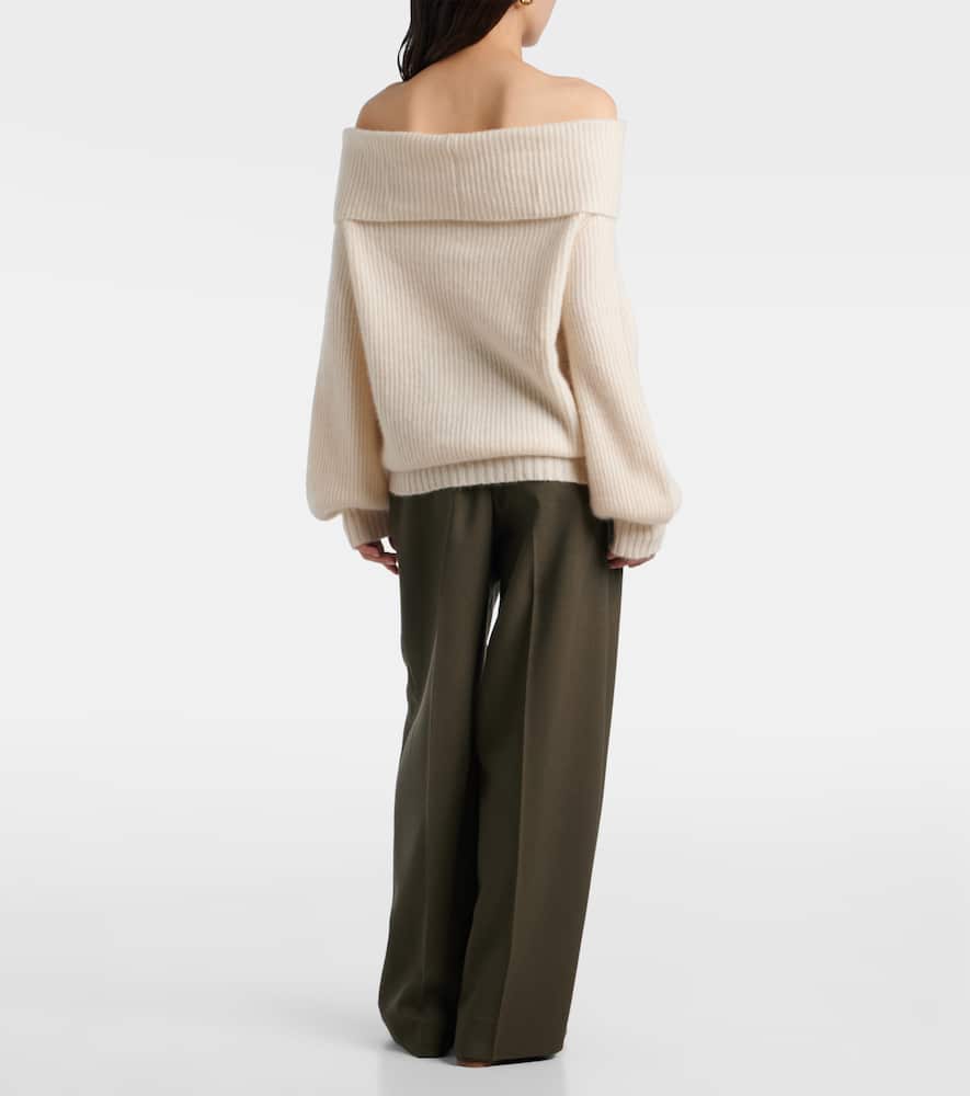 Off-shoulder cashmere and silk sweater