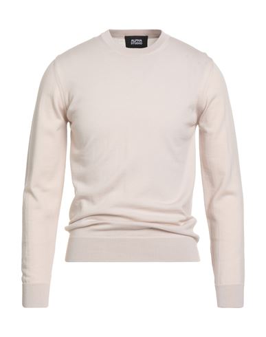 Alpha Studio Man Sweater Cream Size 38 Merino Wool