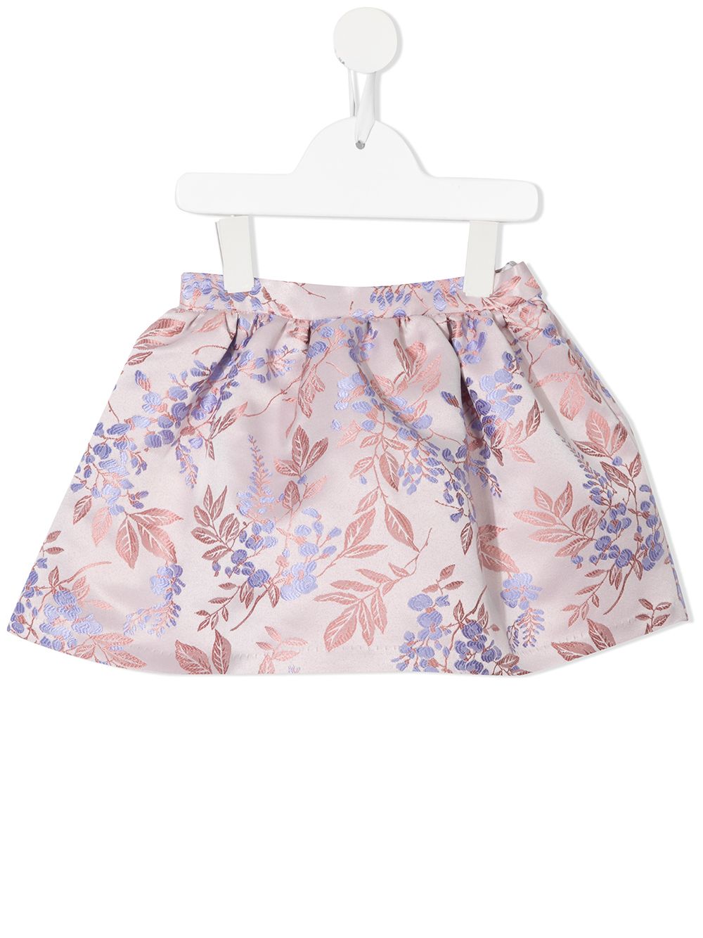 Gathered floral-jacquard skirt - Pink