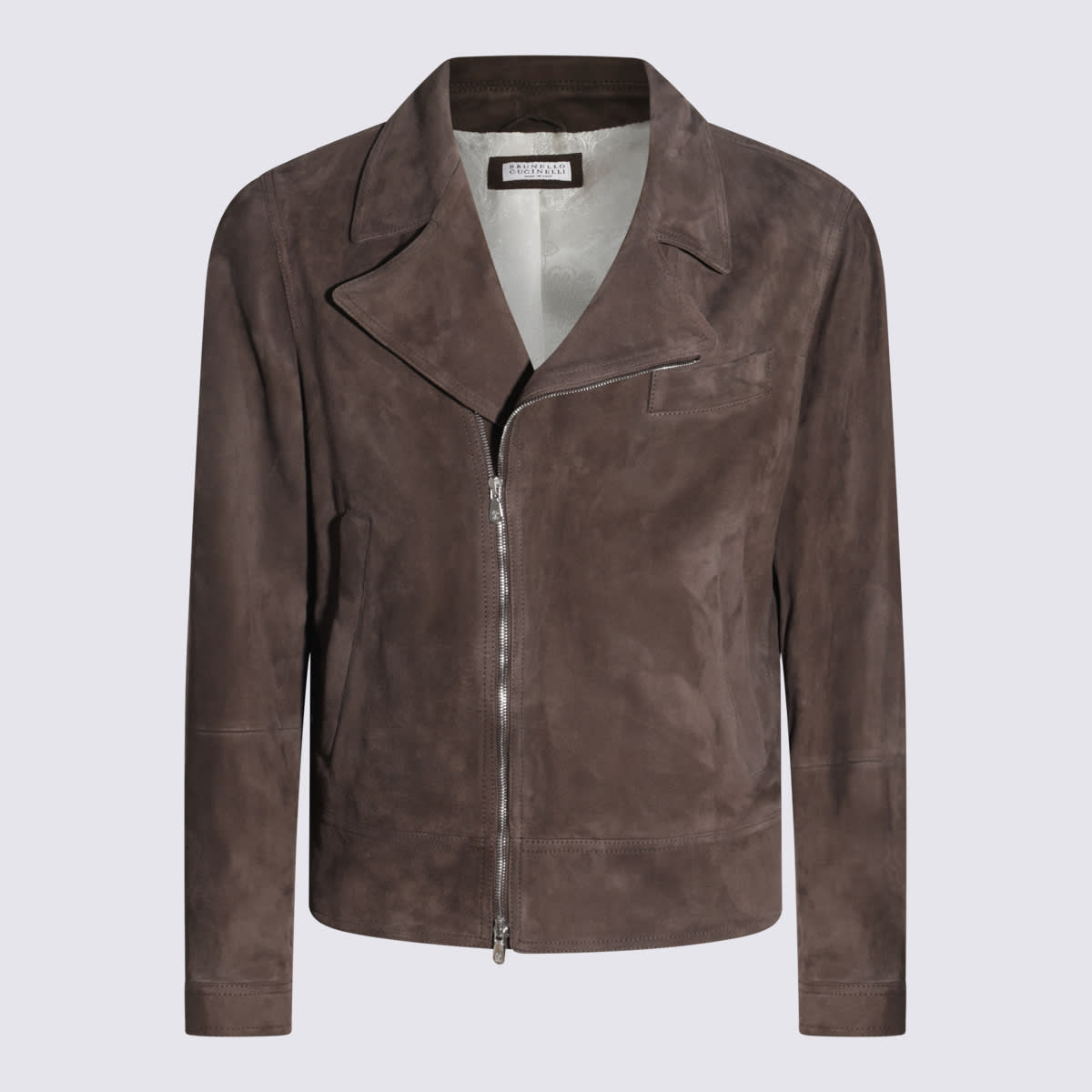 Suede biker jacket - Brown
