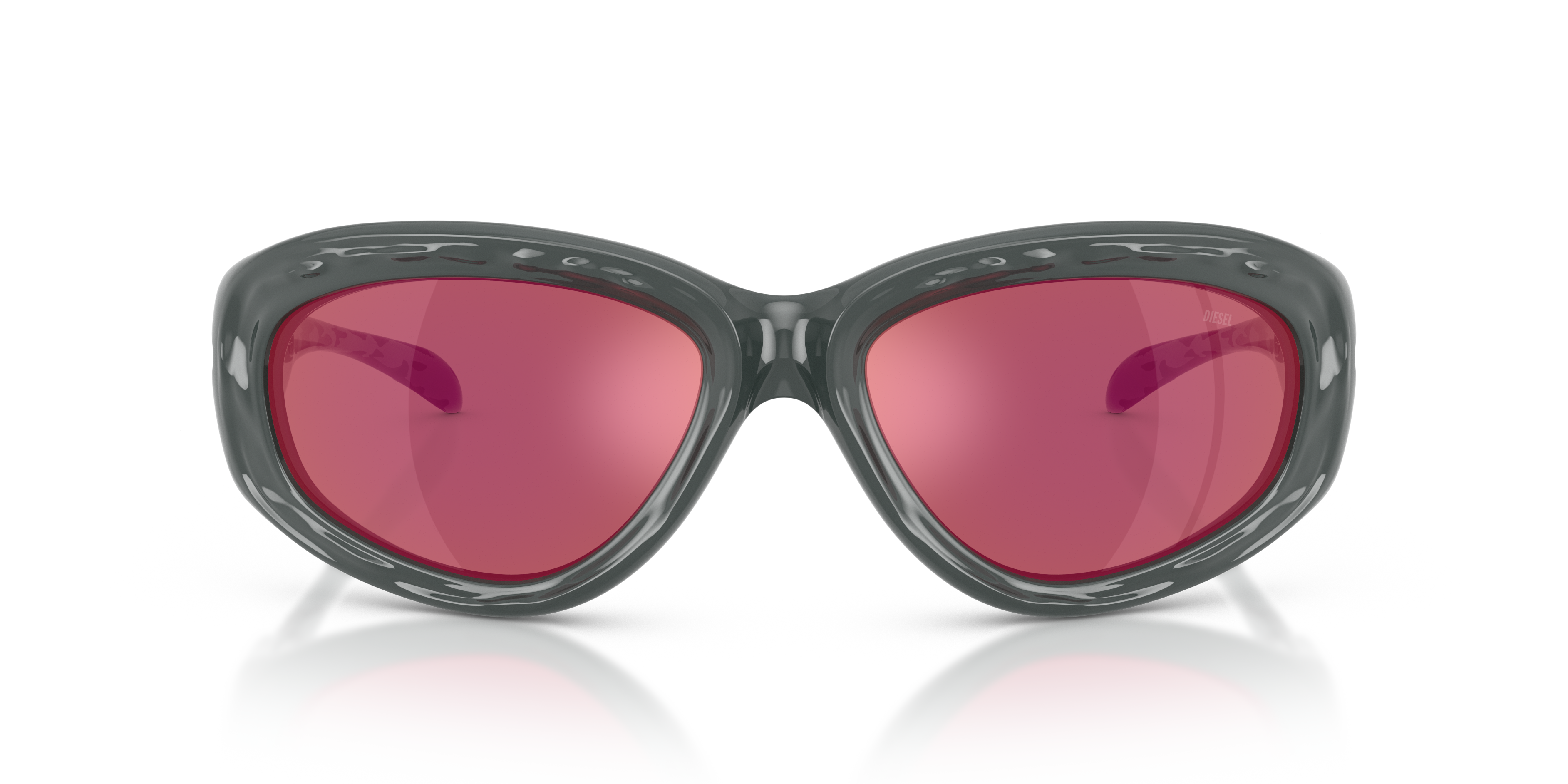 DIESEL Unisex DIESEL DL3015U 2052D0 Sunglasses Injected Grey Violet Pillow Mirror