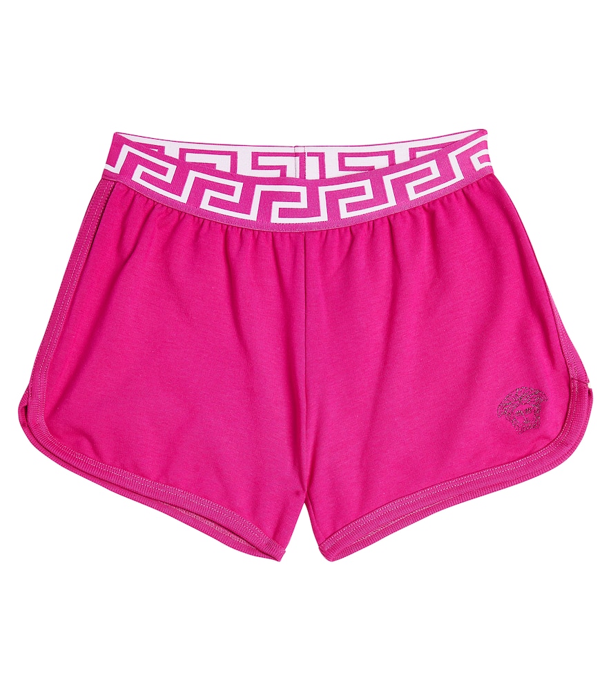 Versace Kids Greca cotton-blend jersey shorts