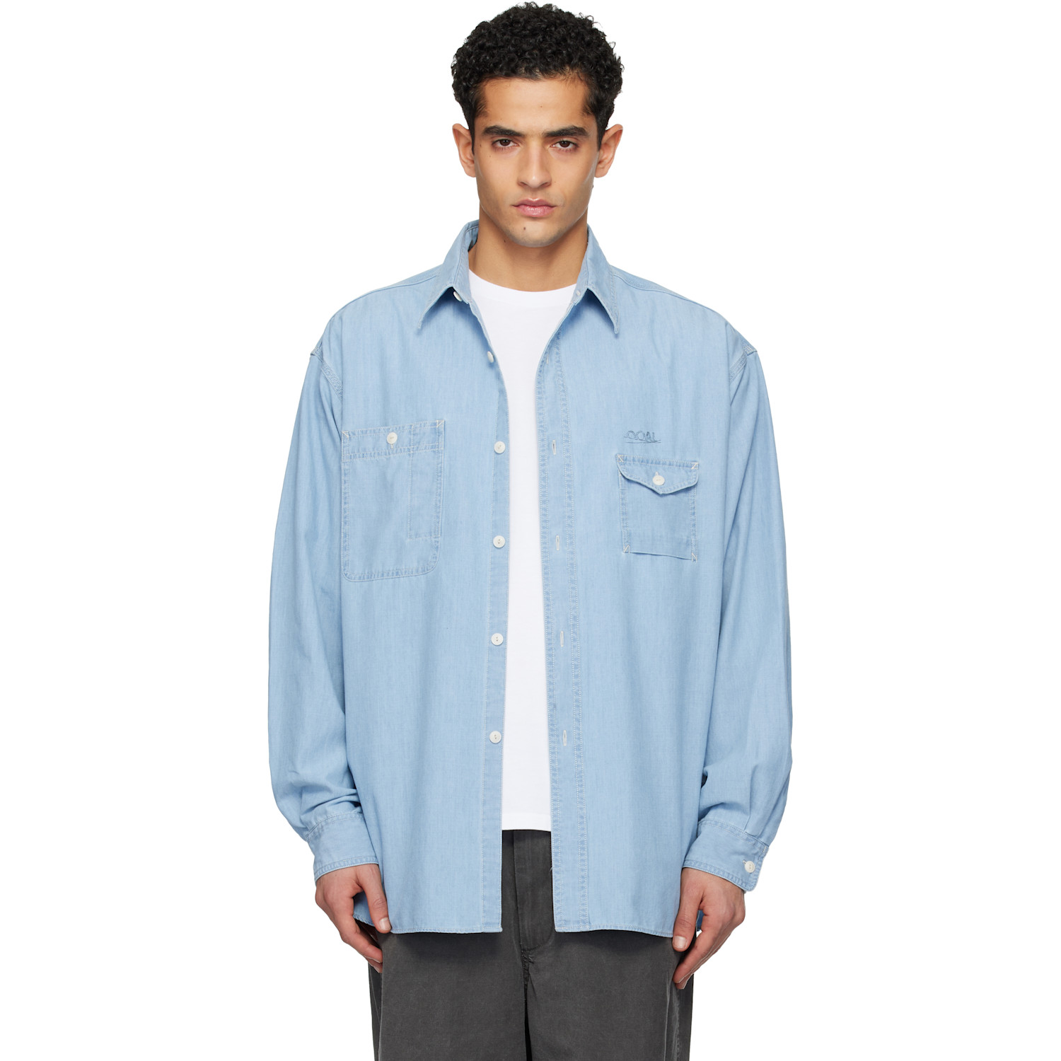 Blue OOAL Regular Collar Chambray Shirt