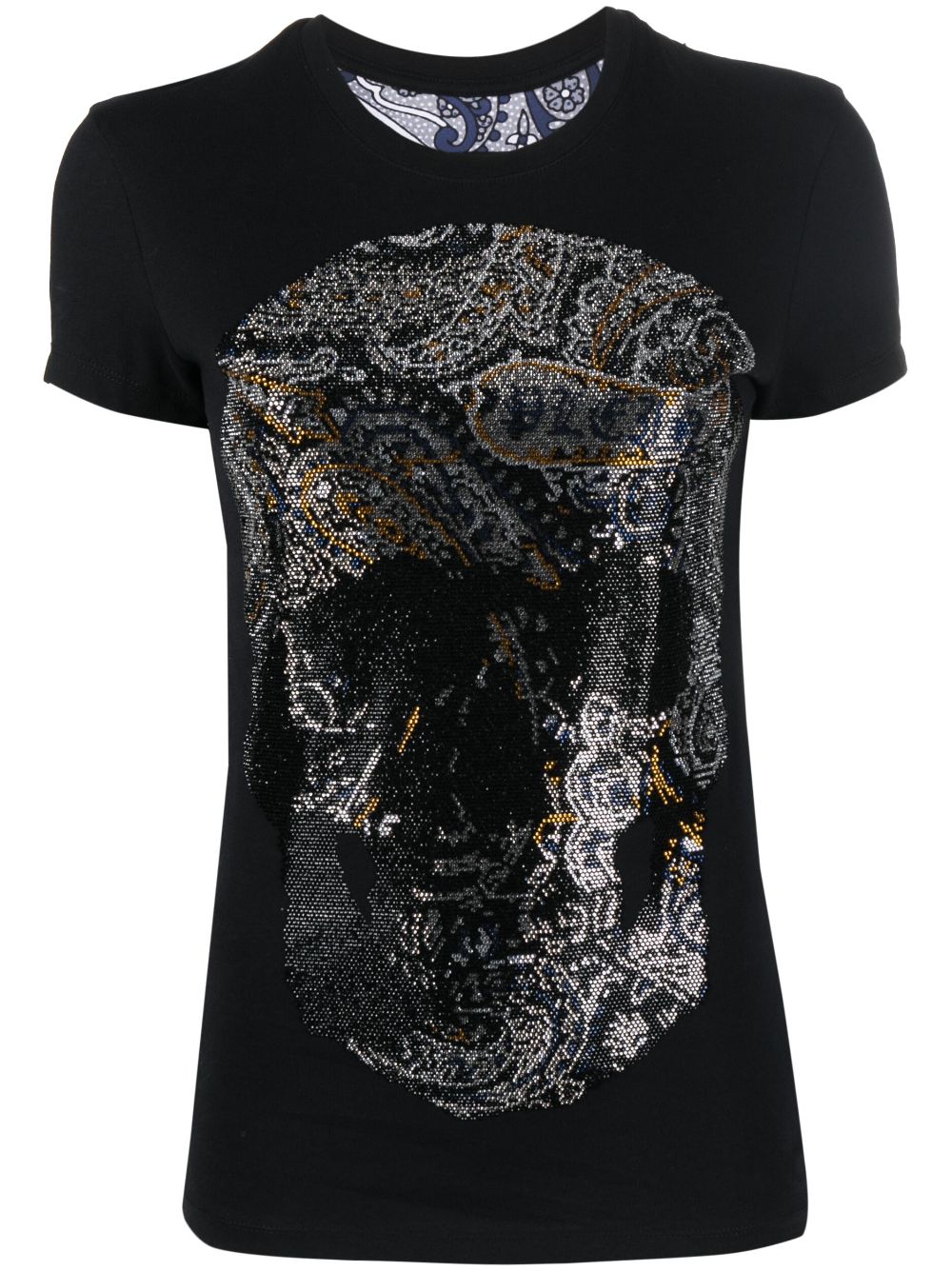 Paisley Skull round-neck T-shirt - Black