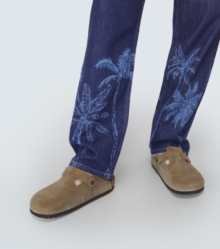 Jungle printed denim pants