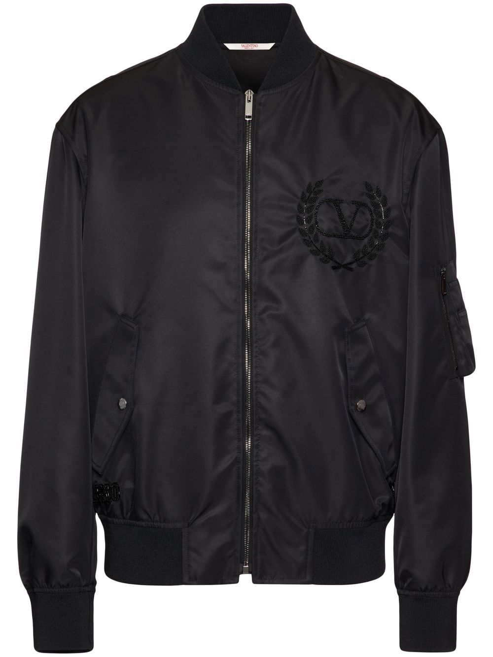 Sequin-embellished zip-up bomber jacket - Black