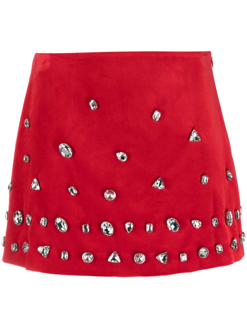 Crystal-embellished high-waist miniskirt - Red