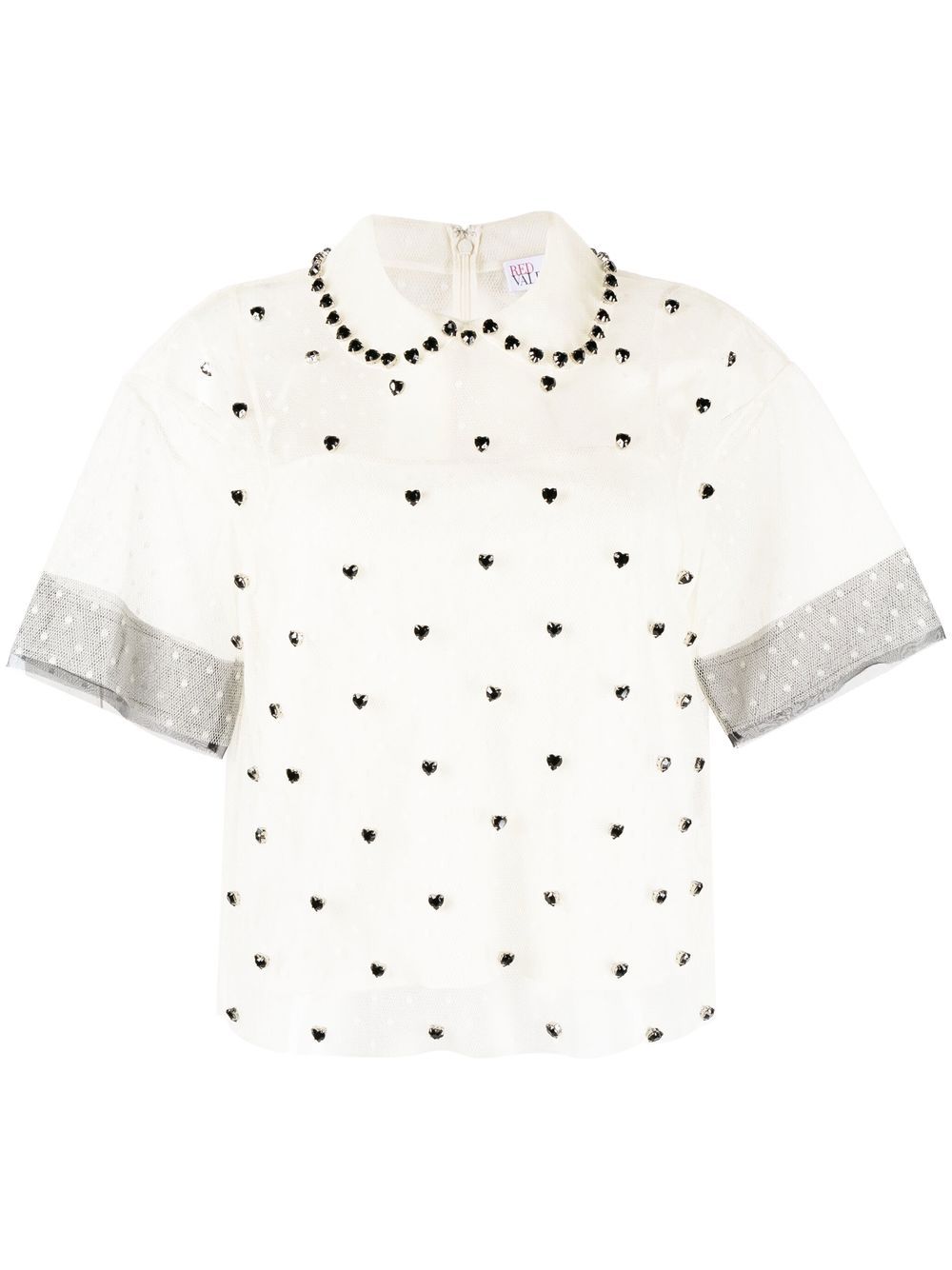 Crystal-embellished silk blouse - Neutrals