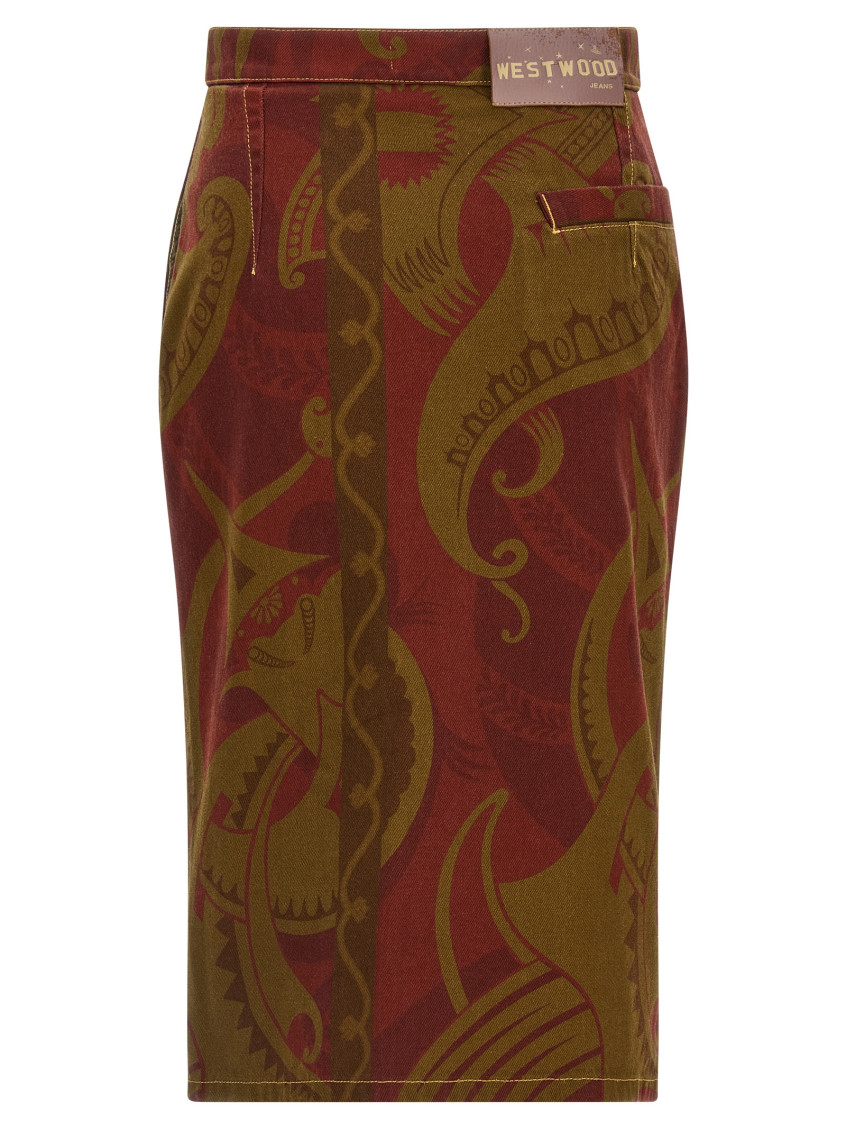 Midi Skirt In Printed Cotton