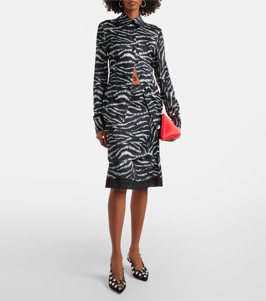 Zebra-print satin shirt