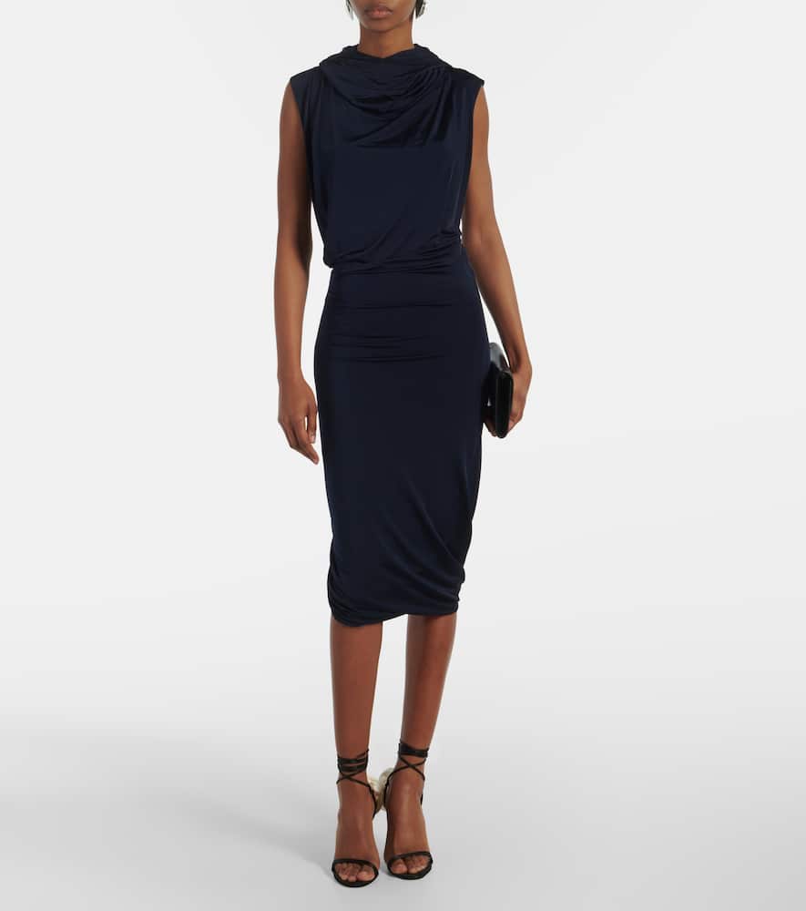 Hooded jersey midi dress