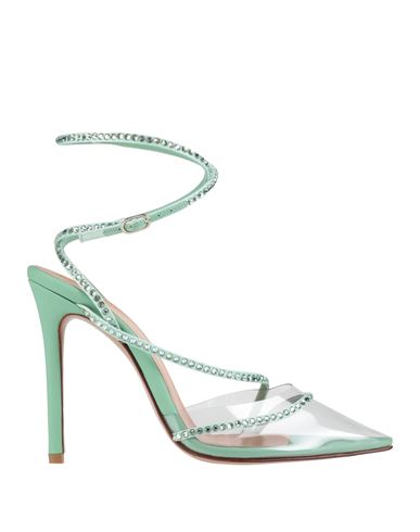 Woman Pumps Light green Size 11 Leather, PVC