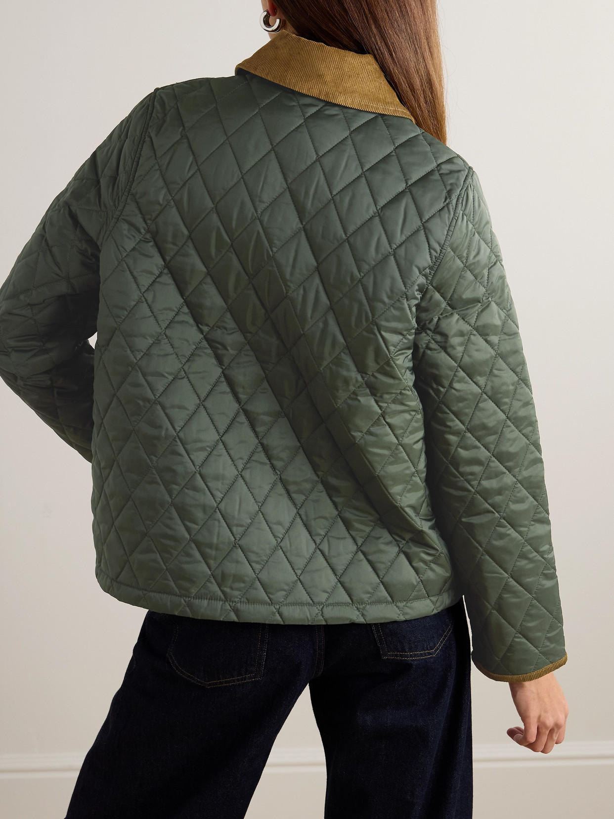 Liddesdal Corduroy-trimmed Quilted Shell Jacket - Green