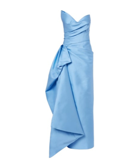 Draped asymmetric bustier gown