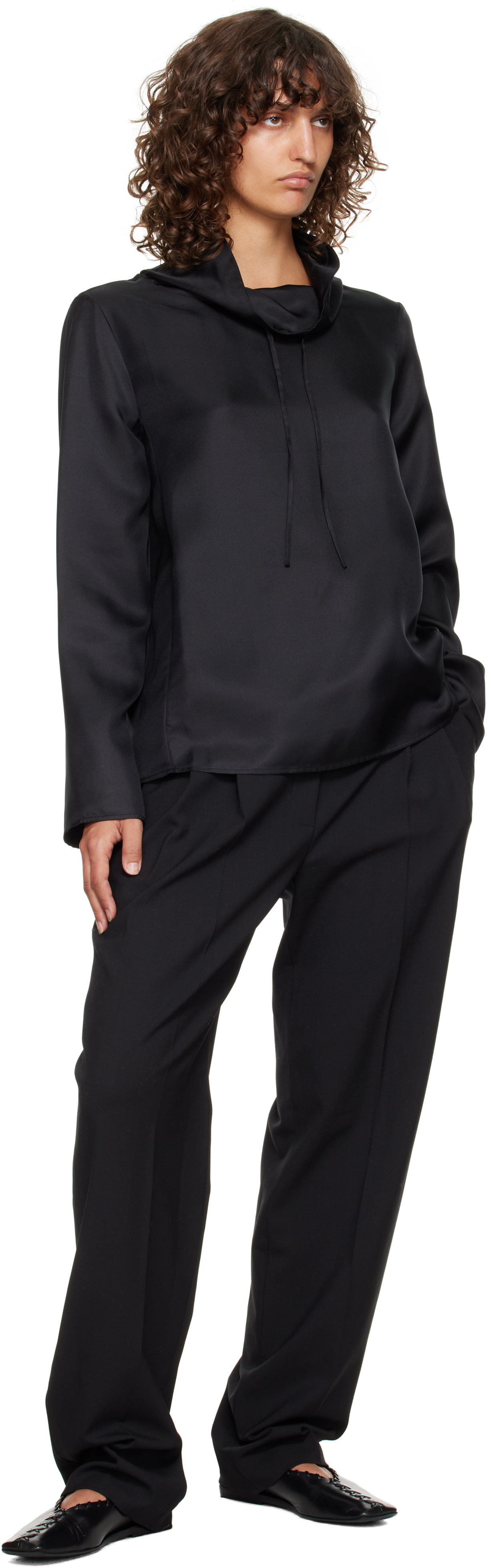 Black Cyna Silk Blouse