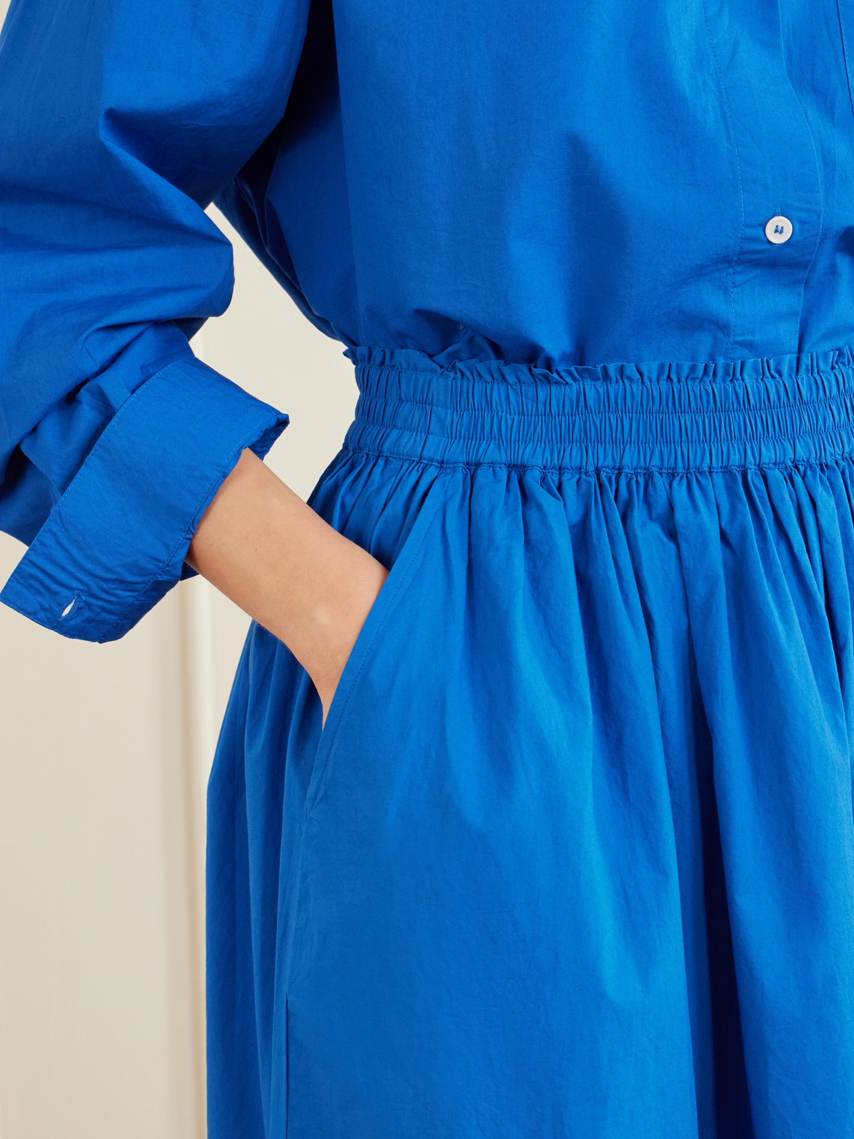 Dagny Organic Cotton-poplin Midi Skirt - Blue