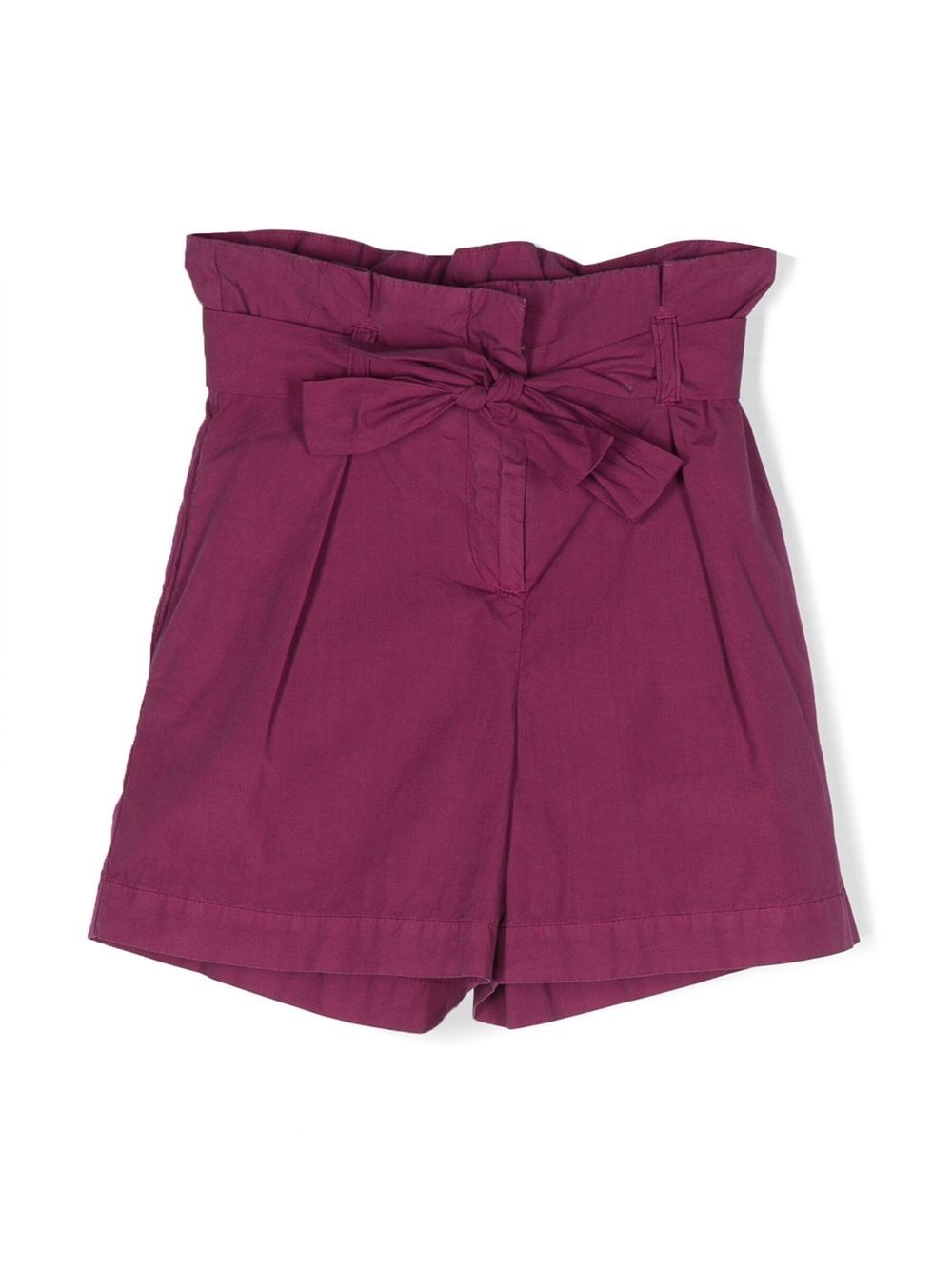 Shirred tied-waist shorts - Purple