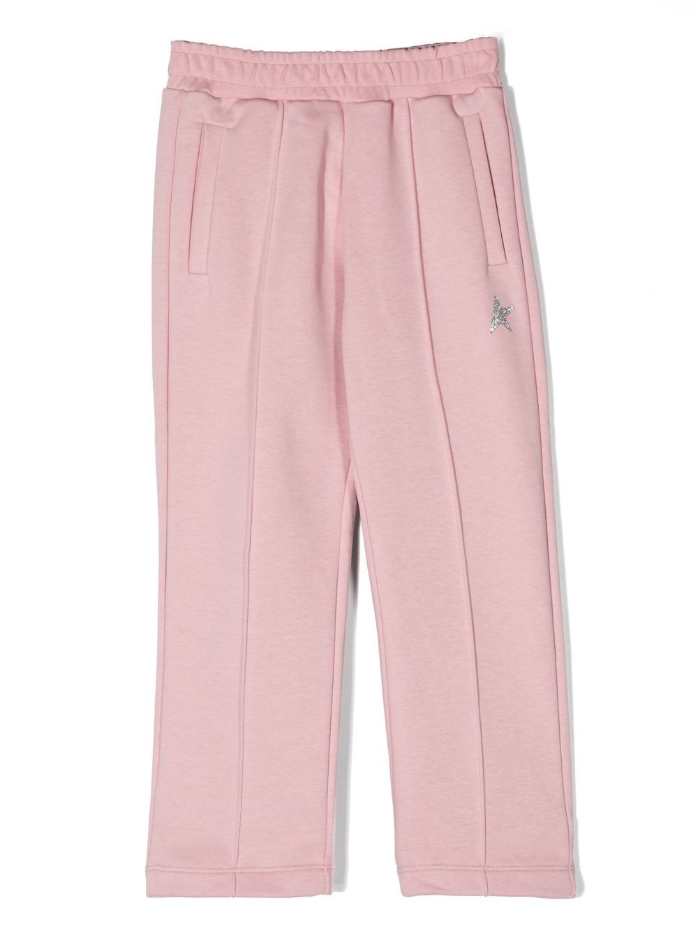Glitter star-patch track pants - Pink
