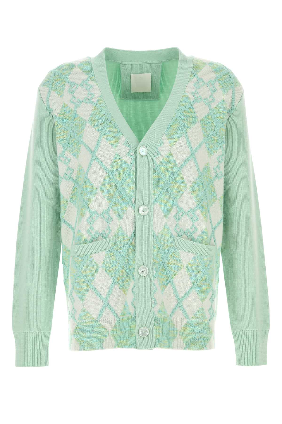 Argyle Wool-Viscose Cardigan — Green