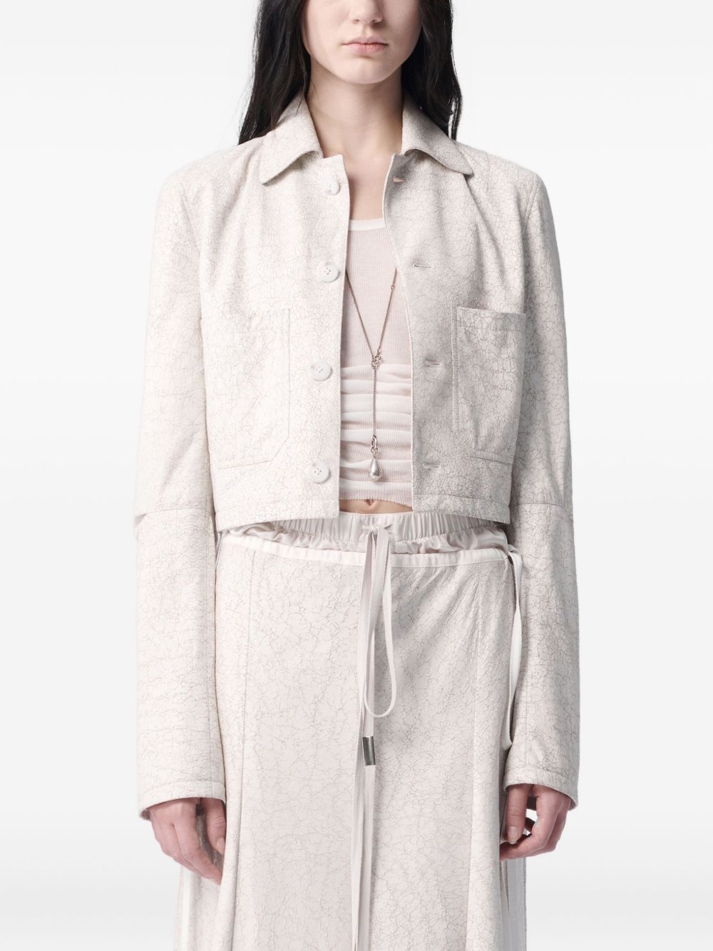 Phae cropped cropped jacket - White