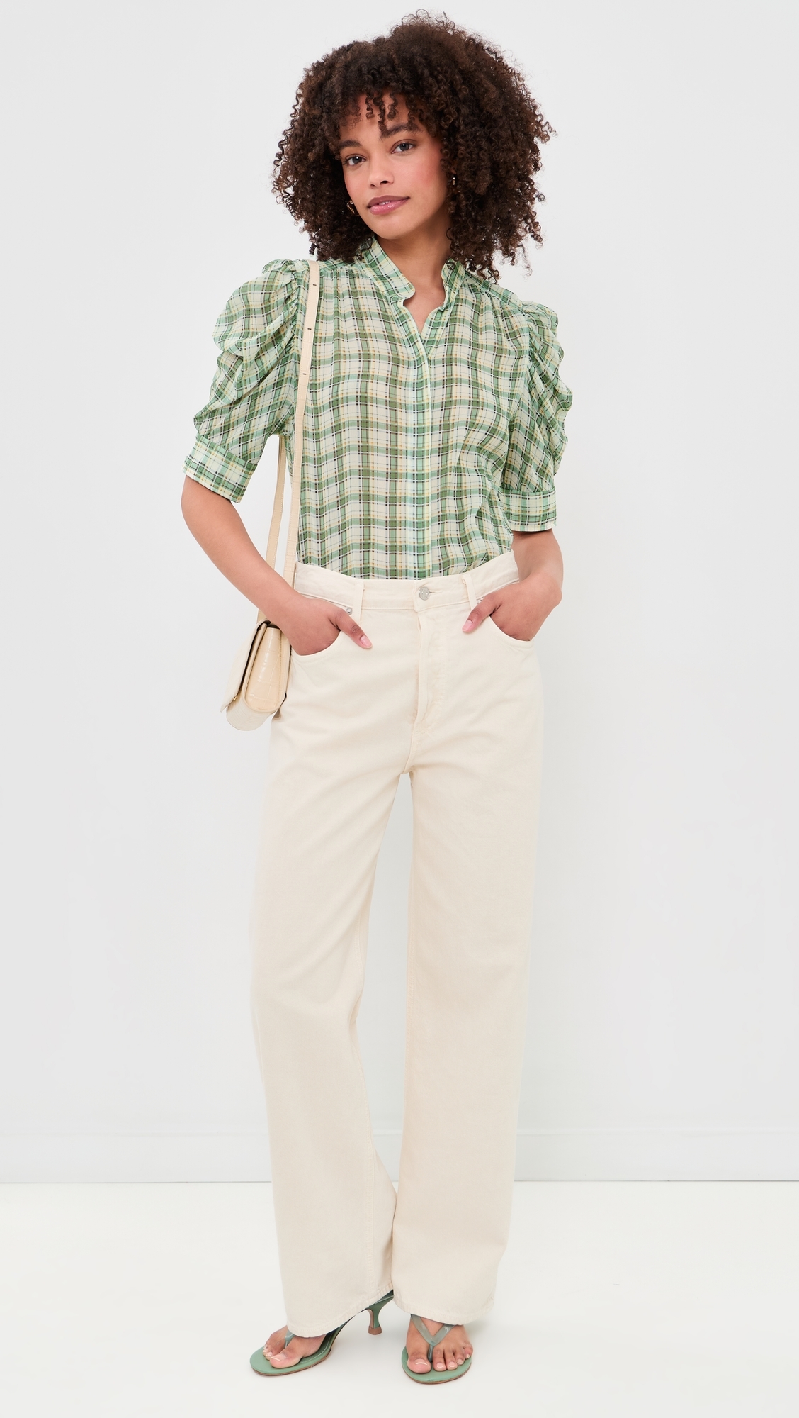 The Gillian Top Jade Green Plaid