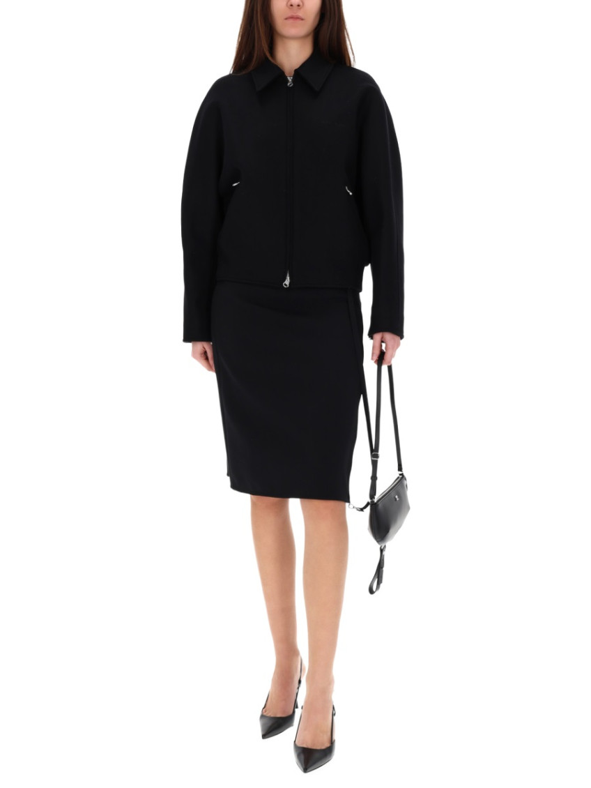Black Solid Shirt Collar Jacket