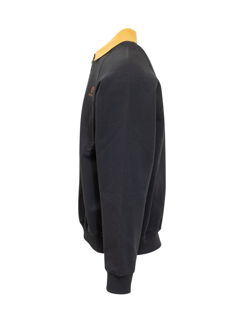 Versace - polo sweatshirt contrast collar ribbed cuff
