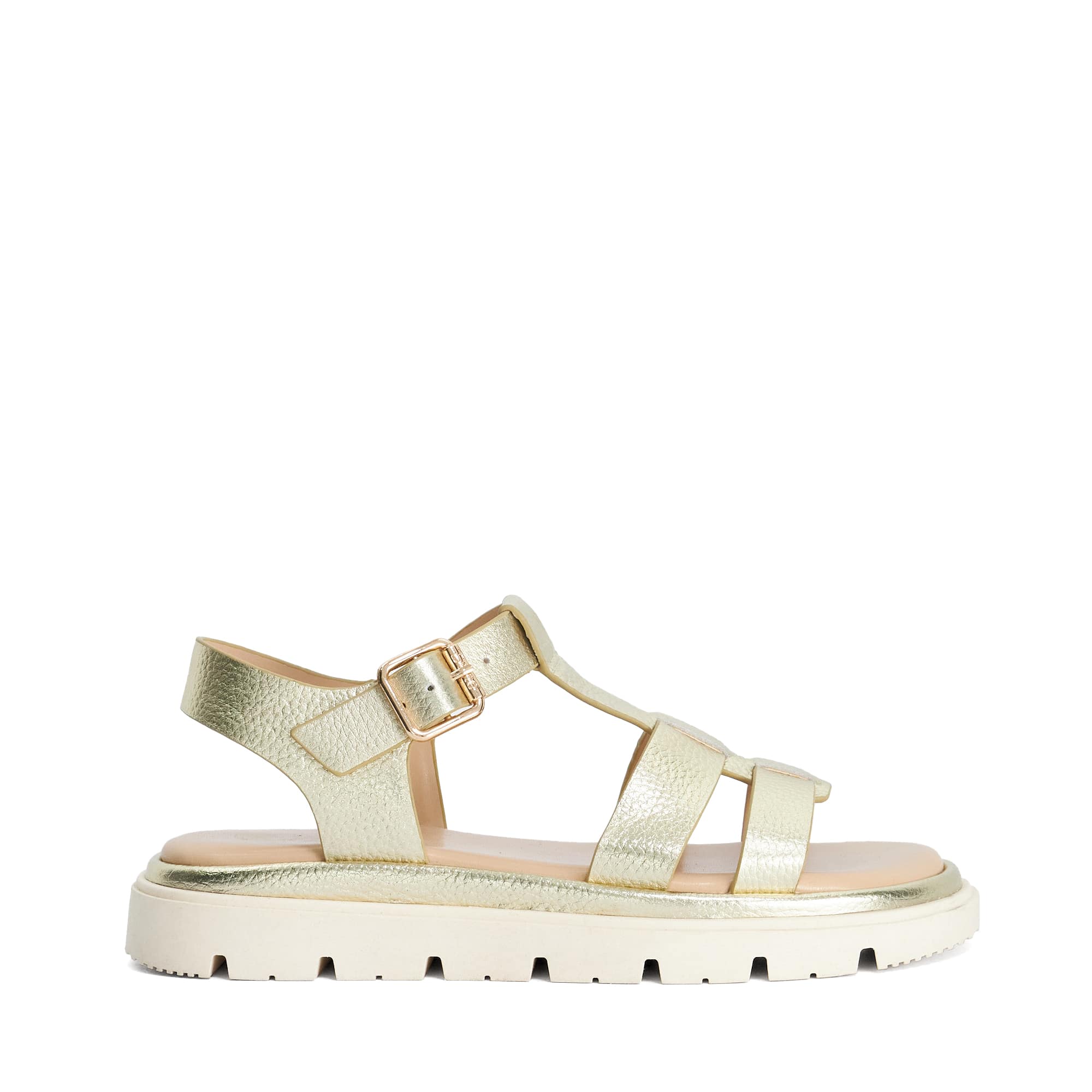 Dune London Womens Ladies Lilar - Chunky Gladiator Sandals - Gold Leather