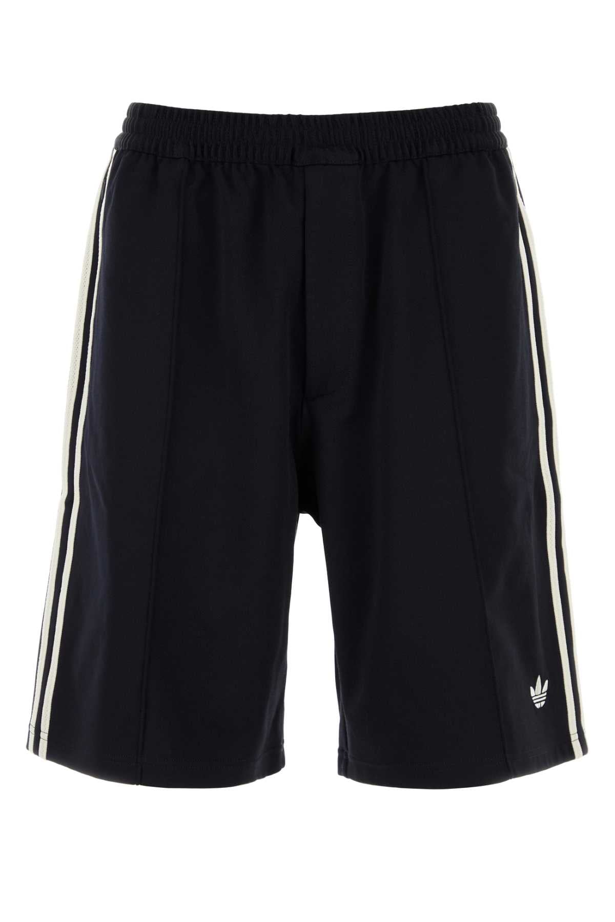 Stripe-Trimmed Twill Bermuda Shorts — Black