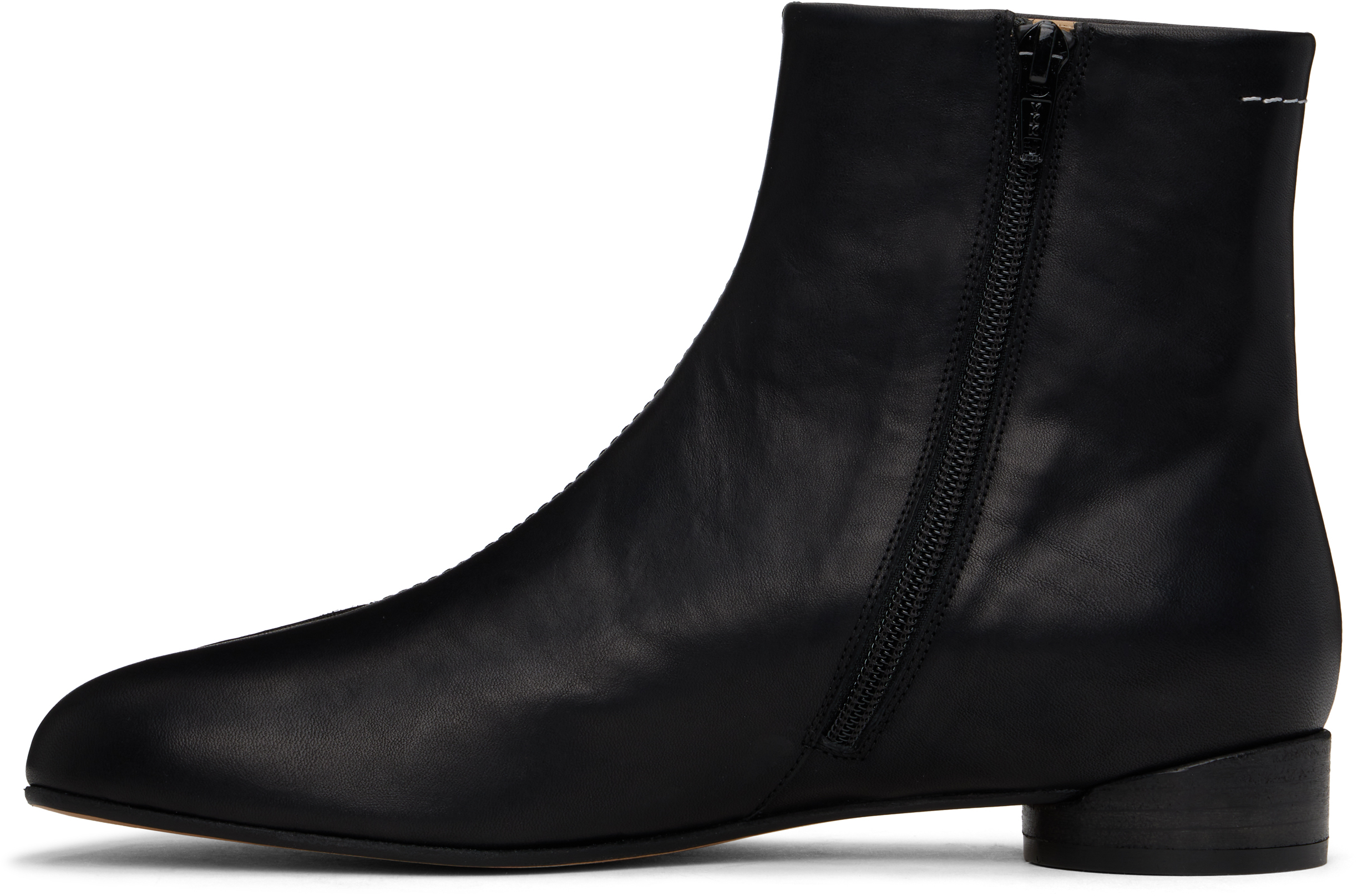 MM6 Maison Margiela Black Stitch-Out Ankle Boots
