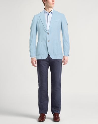 Man Blazer Sky blue Size 38 Cotton, Polyamide