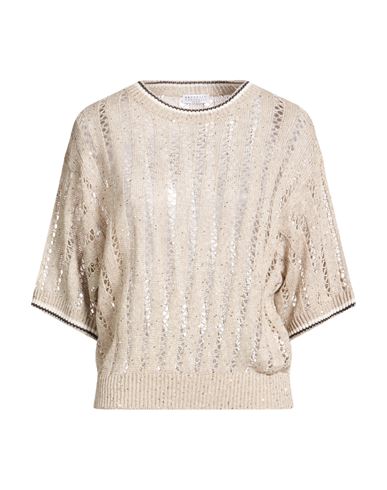 Woman Sweater Taupe Size S Linen, Nylon
