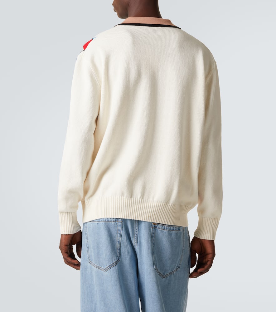 Argyle cotton-blend polo sweater