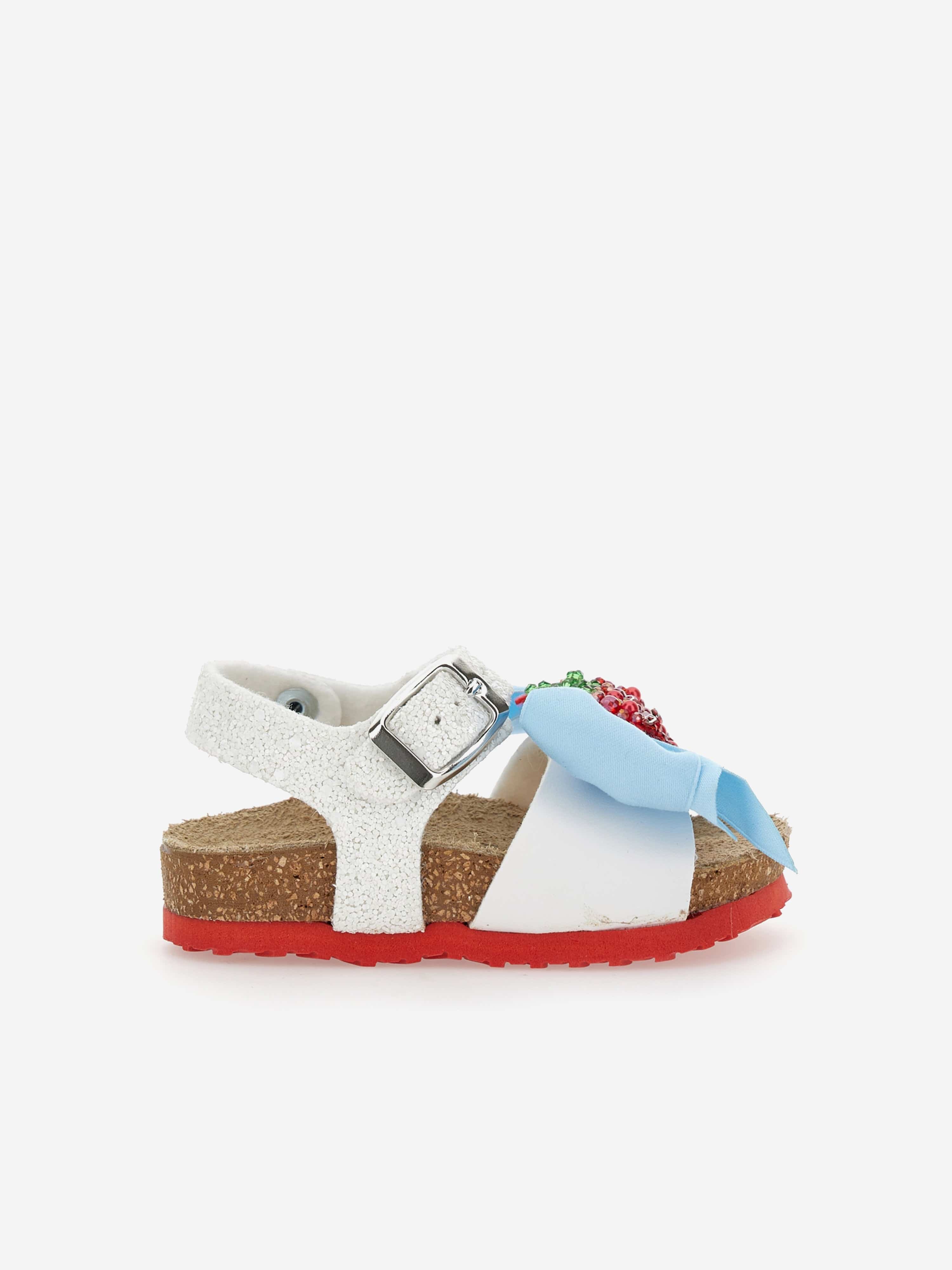 Girls Glitter Strawberry Sandals in White EU 22 UK 5 By Childsplay Clothing