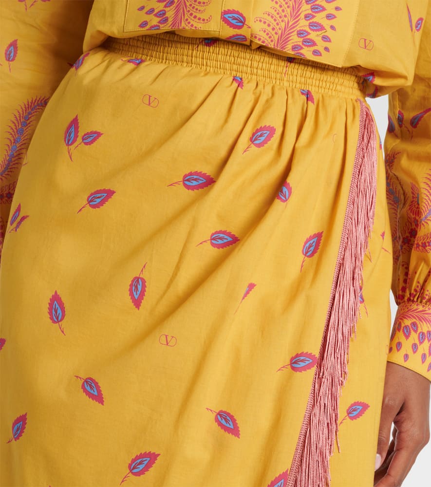 Printed cotton midi skirt