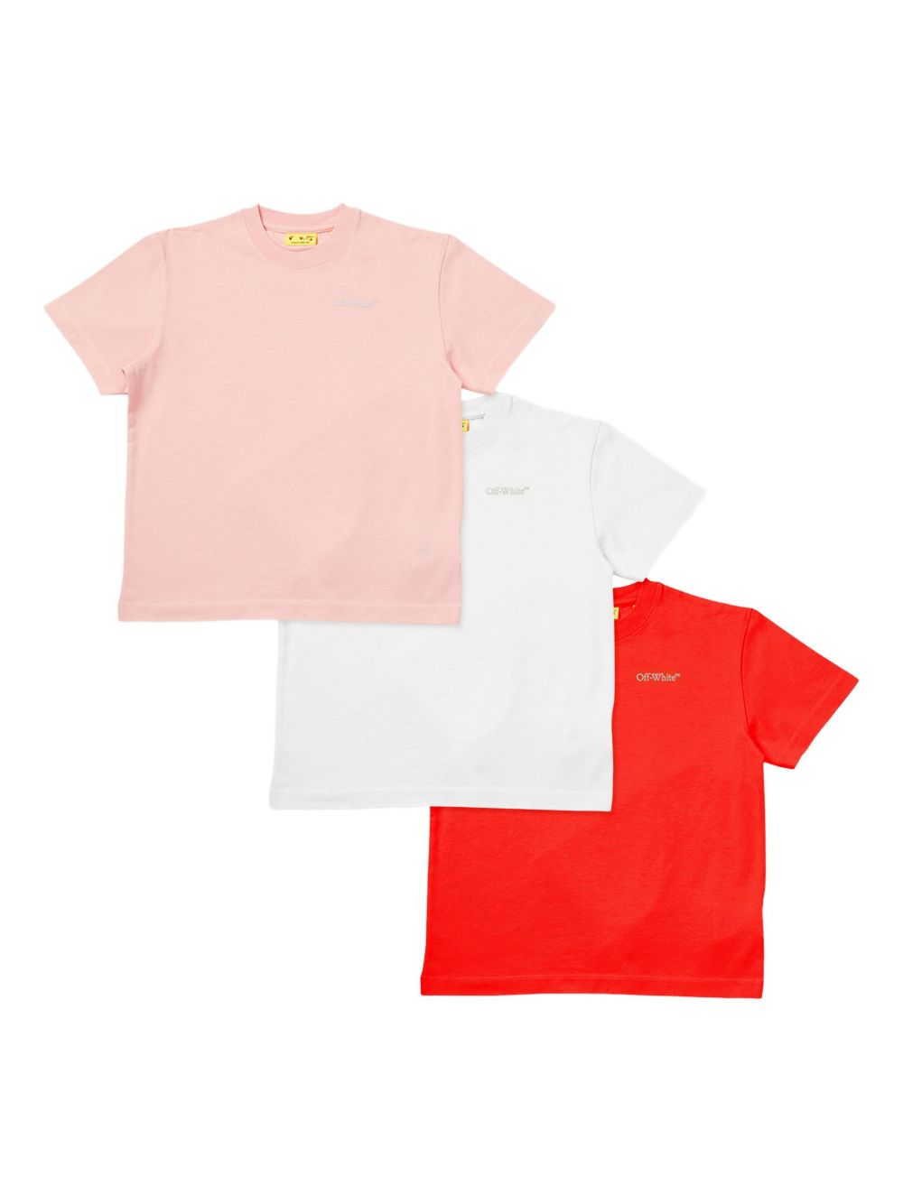 Off-White Kids logo-embroidered T-shirt (pack of three) - Pink