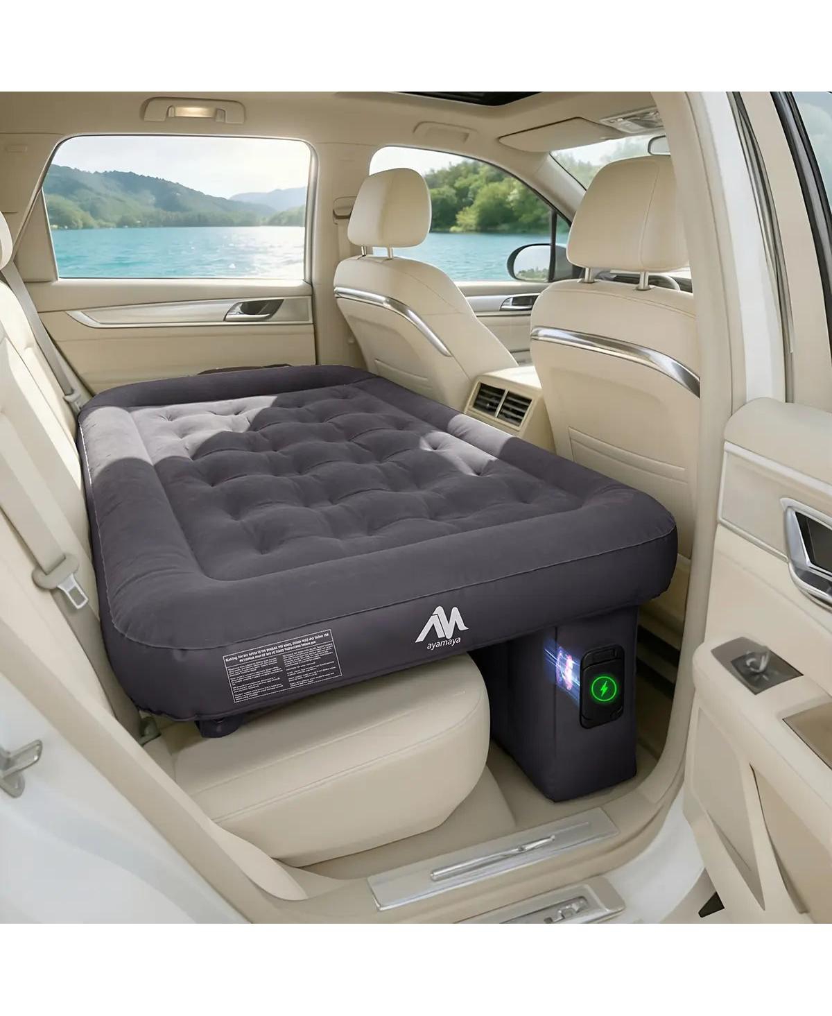 Car Air Mattress for Back Seat with Rechargeable Pump, Comfortable Travel Bed for Suv and Sedan Trips - Midnight slate