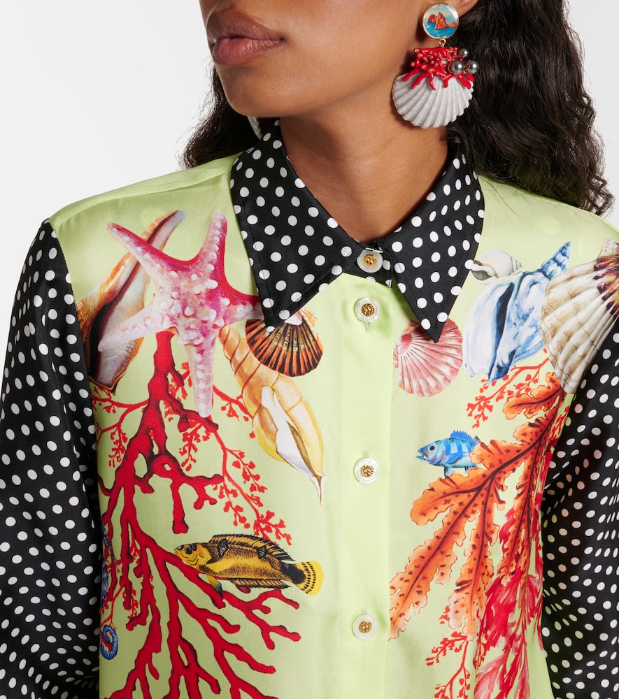 Capri printed silk satin shirt dress