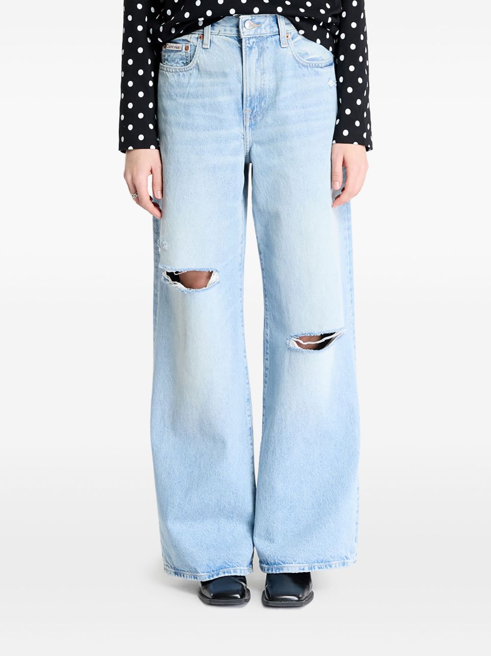 Distressed-effect jeans - Blue